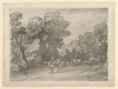 Bosrijk landschap met ruiters, 1 augustus 1797 door Thomas Gainsborough