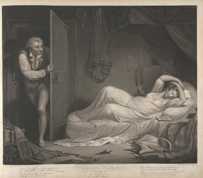 IJver en losbandigheid: De losbandige in haar slaapkamer (plaat 3) door Thomas Gaugain