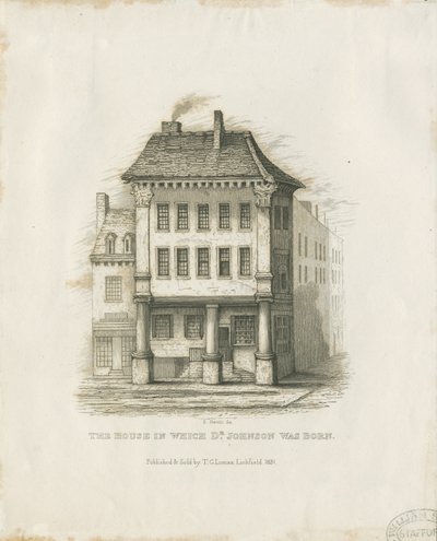 Lichfield - Geboorteplaats van Dr. Johnson: gravure door Thomas George Lomax