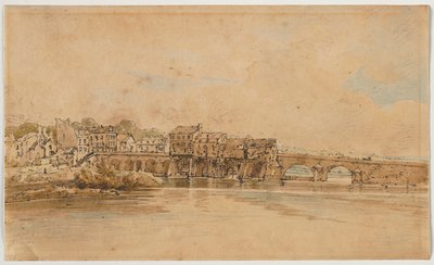 Een selectie van twintig van de meest pittoreske uitzichten in Parijs: Aan de oevers van de Marne onder de brug bij Charenton door Thomas Girtin
