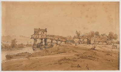 Een Selectie van Twintig van de Meest Pittoreske Zichten in Parijs: De Watermolen boven de Brug bij Charenton door Thomas Girtin