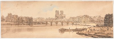 Een Selectie van Twintig van de Meest Pittoreske Uitzichten in Parijs: Uitzicht op Pont de la Tournelle en Notre Dame vanaf het Arsenaal door Thomas Girtin