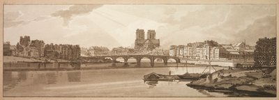 Een Selectie van Twintig van de Meest Schilderachtige Uitzichten in Parijs: Uitzicht op Pont de la Tournelle & Notre Dame genomen vanaf het Arsenaal door Thomas Girtin