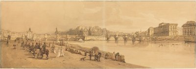 Een Uitzicht op de Pont Neuf, de Munt, enz.: pl.8 door Thomas Girtin