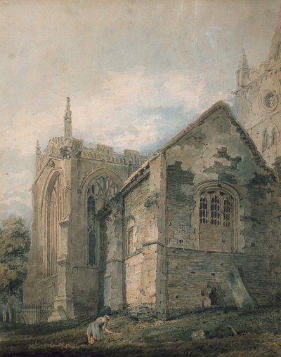 Het Oude Knekelhuis, Heilige Drie-eenheidskerk, Stratford-upon-Avon door Thomas Girtin
