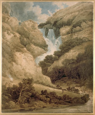 De Kloof van Wathenlath met de Watervallen van Lodore, Derwentwater, ca. 1801 door Thomas Girtin