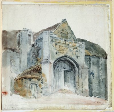 De tiendschuur, Abbotsbury door Thomas Girtin