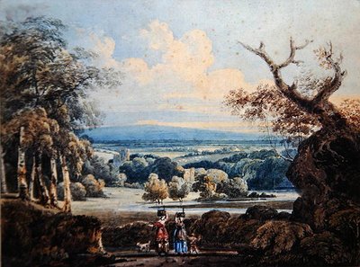 Zicht op Arundel Castle met Plattelandsvrouwen op de Voorgrond, c.1796 door Thomas Girtin