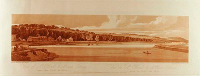 Uitzicht op St. Cloud en de Cavalryberg, gefotografeerd vanaf de Pont de Sève door Thomas Girtin