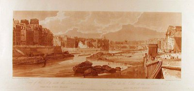 Ansicht der Stadt mit dem Louvre &c vom Pont-Marie aus gesehen door Thomas Girtin