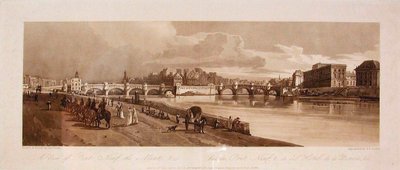 Gezicht op de Pont Neuf, de Munt, enz. door Thomas Girtin