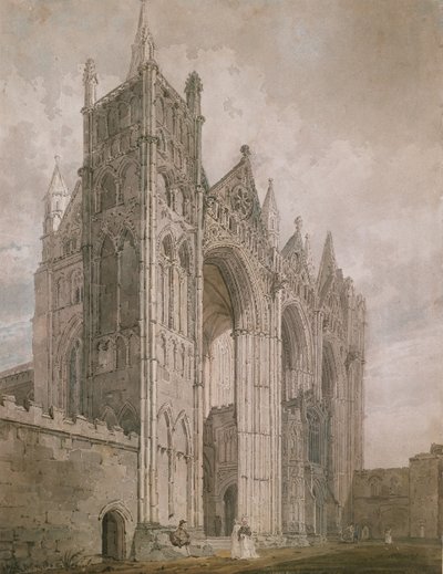 Westgevel van de kathedraal van Peterborough door Thomas Girtin