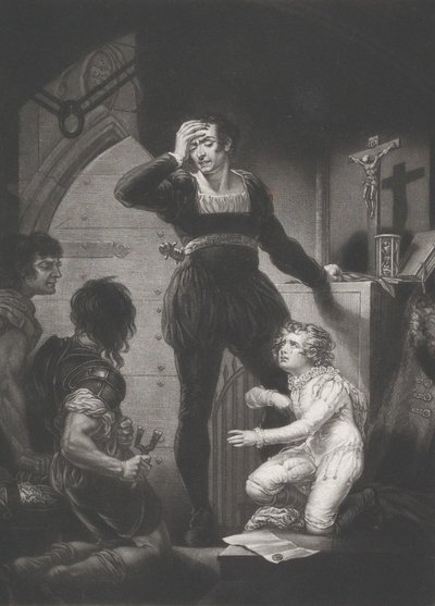 Prins Arthur en Hubert Shakespeare, Koning Jan, Act 4, Scene 1, 1823-24 door Thomas Goff Lupton
