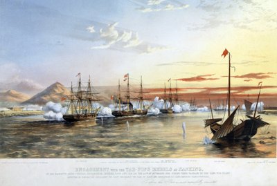De marineaanval tegen de Taiping-rebellen, in Nanjing door Thomas Goldsworth (after) Dutton