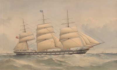 Clipper Ship Aurora op zee, c.1868-74 (gekleurde lithografie) door Thomas Goldsworth Dutton