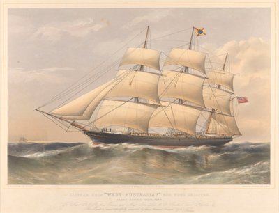 Clipper Ship West Australian 600 ton register, ca. 1857-60 door Thomas Goldsworth Dutton
