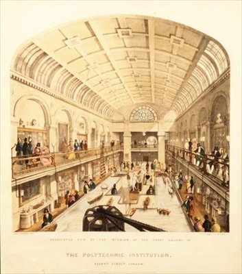 Interieur van de Grote Galerij bij de Polytechnic Institution, Regent Street, c.1838 door Thomas Goldsworth Dutton