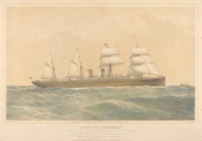 Stoomschip Austral van de Orient Steam Navigation Company Limited, ca. 1868-74 door Thomas Goldsworth Dutton