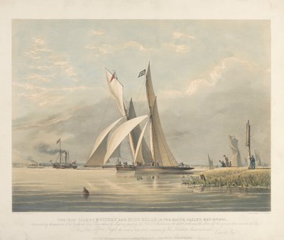 Het mysterie van de ijzeren jachten en Blue Belle in de wedstrijd gevaren op 23 mei 1843 door Thomas Goldsworth Dutton