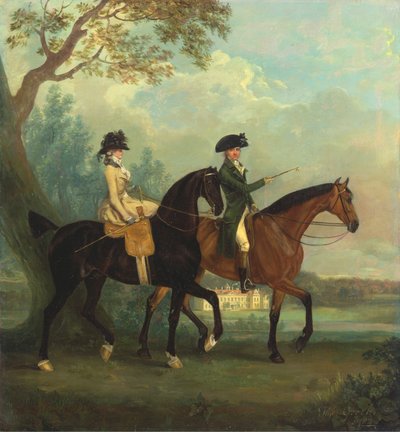 Marcia Pitt en haar broer George Pitt, later tweede Baron Rivers, rijdend in het park bij Stratfield Saye House, Hampshire door Thomas Gooch