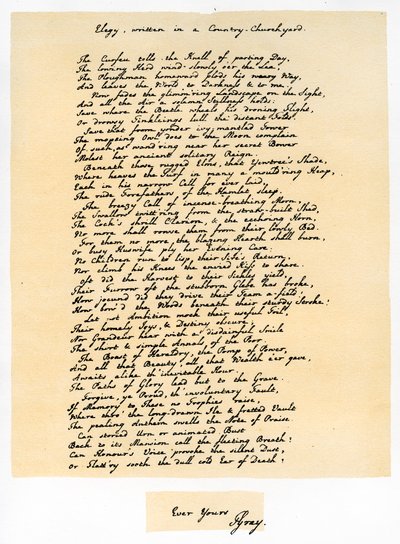 Elegie, geschreven in een landelijk kerkhof door Thomas Gray