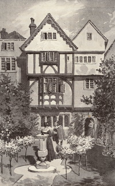 Het grijze huis (litho) door Thomas Hamilton Crawford