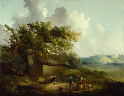 Boeren buiten een Huisje door Thomas Hand