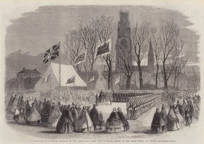 Overhandiging van een zilveren trompet aan het artilleriekorps en een zilveren bugel aan het geweerkorps, in Boston door Thomas Harrington Wilson