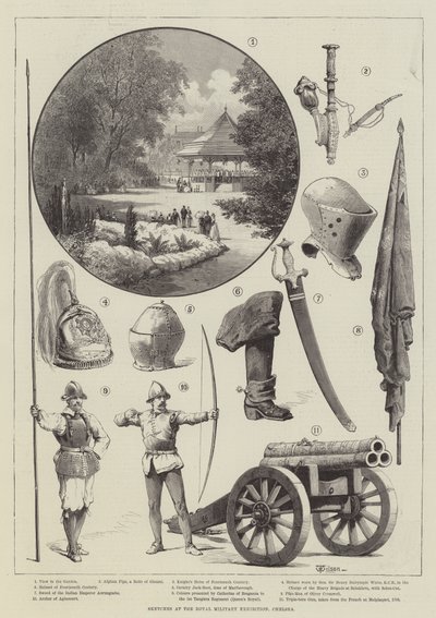 Schetsen op de Royal Military Exhibition, Chelsea door Thomas Harrington Wilson