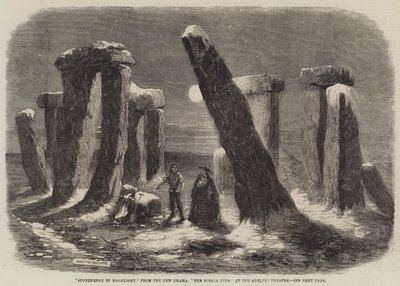 Stonehenge bij Maanlicht, uit het Nieuwe Drama, De Borgia Ring, in het Adelphi Theater door Thomas Harrington Wilson