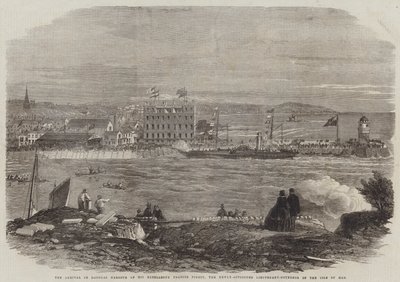 De aankomst in Douglas Harbour van Zijne Excellentie Francis Pigott, de nieuw benoemde luitenant-gouverneur van het eiland Man door Thomas Harrington Wilson