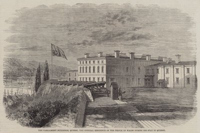 De parlementsgebouwen, Quebec, de officiële residentie van de Prins van Wales tijdens zijn verblijf in Quebec door Thomas Harrington Wilson