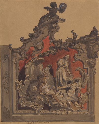 School van St. Rocco, Venetië, Studie van Gebogen Decoratie door Thomas Hartley Cromek