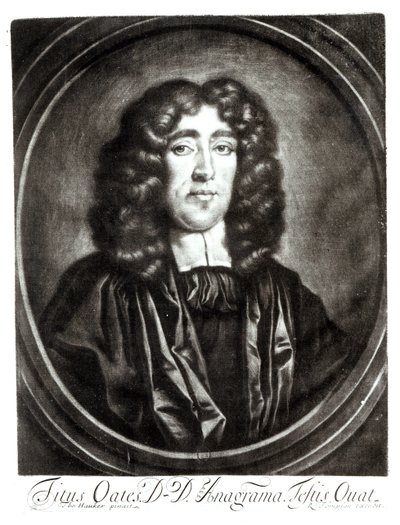 Portret van Titus Oates, gegraveerd door R. Thompson door Thomas Hawker