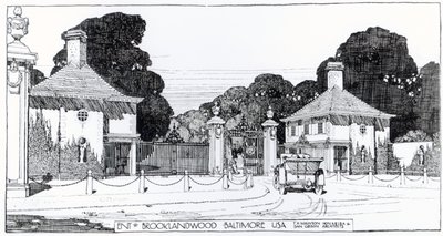 Ingang naar Brooklandwood, Baltimore, VS, uit Thomas Mawson