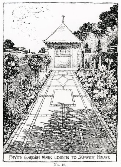 Bestraat Tuinpad dat leidt naar het Tuinhuis, uit Thomas Mawson