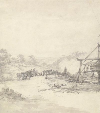 Lossen van mijnstutten in Coalbrookdale door Thomas Hearne
