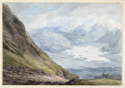 Uitzicht vanaf Skiddaw over Derwentwater door Thomas Hearne