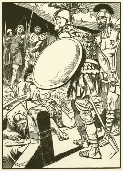 Horatius bij de brug (gravure) door Thomas Heath Robinson