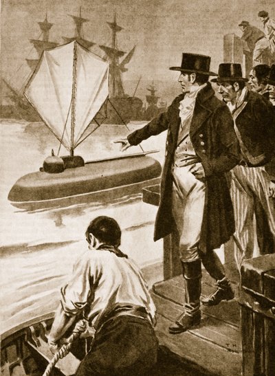 Robert Fulton in Frankrijk toont zijn onderzeeër 