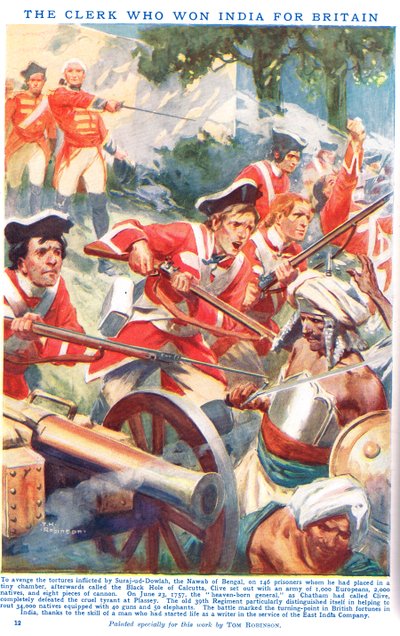 De klerk die India won voor Groot-Brittannië (kleurenlitho) door Thomas Heath Robinson