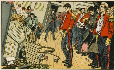 De helden van de Birkenhead (kleurenlitho) door Thomas Heath Robinson