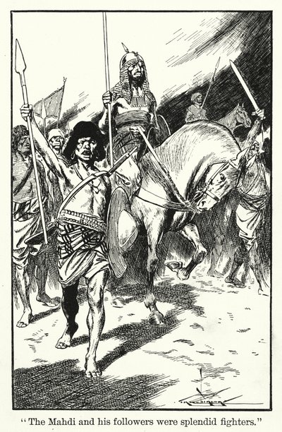 "De Mahdi en zijn volgelingen waren geweldige vechters" (litho) door Thomas Heath Robinson
