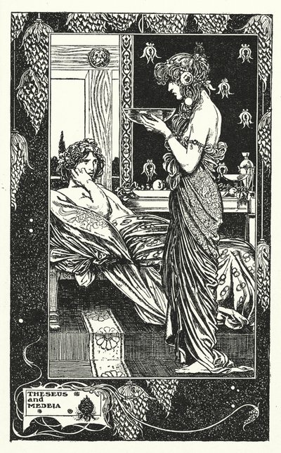 Theseus en Medeia (litho) door Thomas Heath Robinson