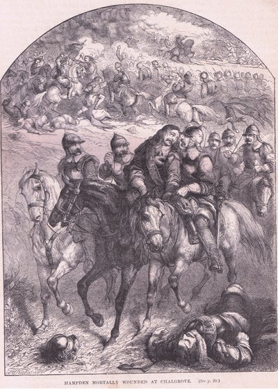 Hampden dodelijk gewond bij Chalgrove AD 1643 door Thomas Henry Nicholson
