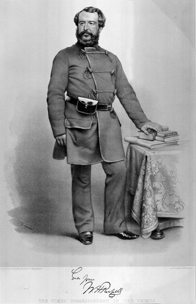 Portret van W.H. Russell, correspondent van The Times in de Krim, met een facsimile van zijn handtekening door Thomas Herbert Maguire