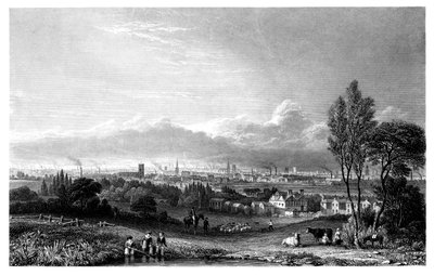 Uitzicht op Manchester, 1844 door Thomas Higham