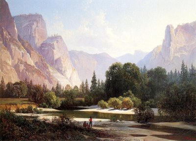 Piute Indianenkamp, Yosemite, 1890 door Thomas Hill