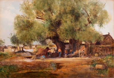 Openlucht smederij bij de Rots Tempel boven Pei-tai-ho, China door Thomas Hodgson Liddell