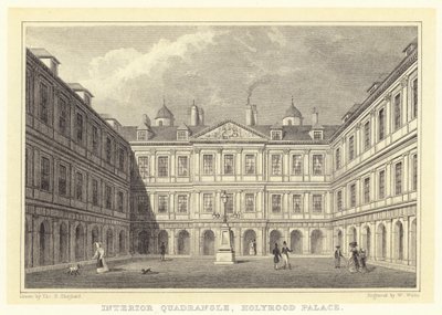 Binnenplaats, Holyrood Palace door Thomas Hosmer (after) Shepherd
